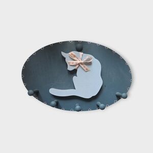 Charming Blue Cat Wall Hook Decor Grannycore Vintage